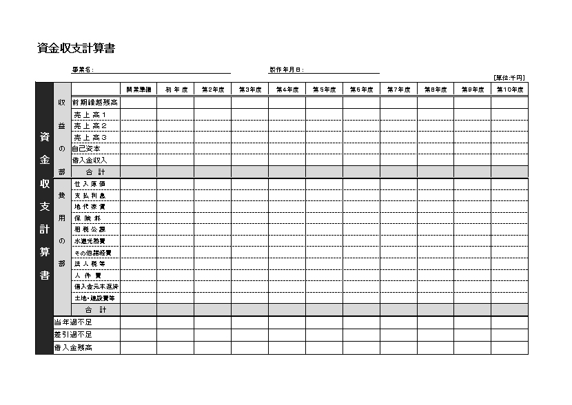 資金収支計算書01 Xlsx 無料で使える みんエク みんなのexcelテンプレート